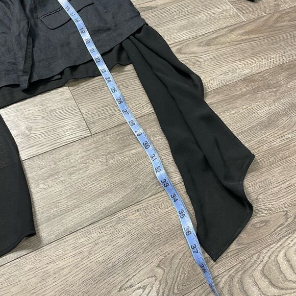 AMARYLLIS Black Cardigan Linen Waterfall Blazer Jacket Size Small Sheer Chiffon - Picture 8 of 9